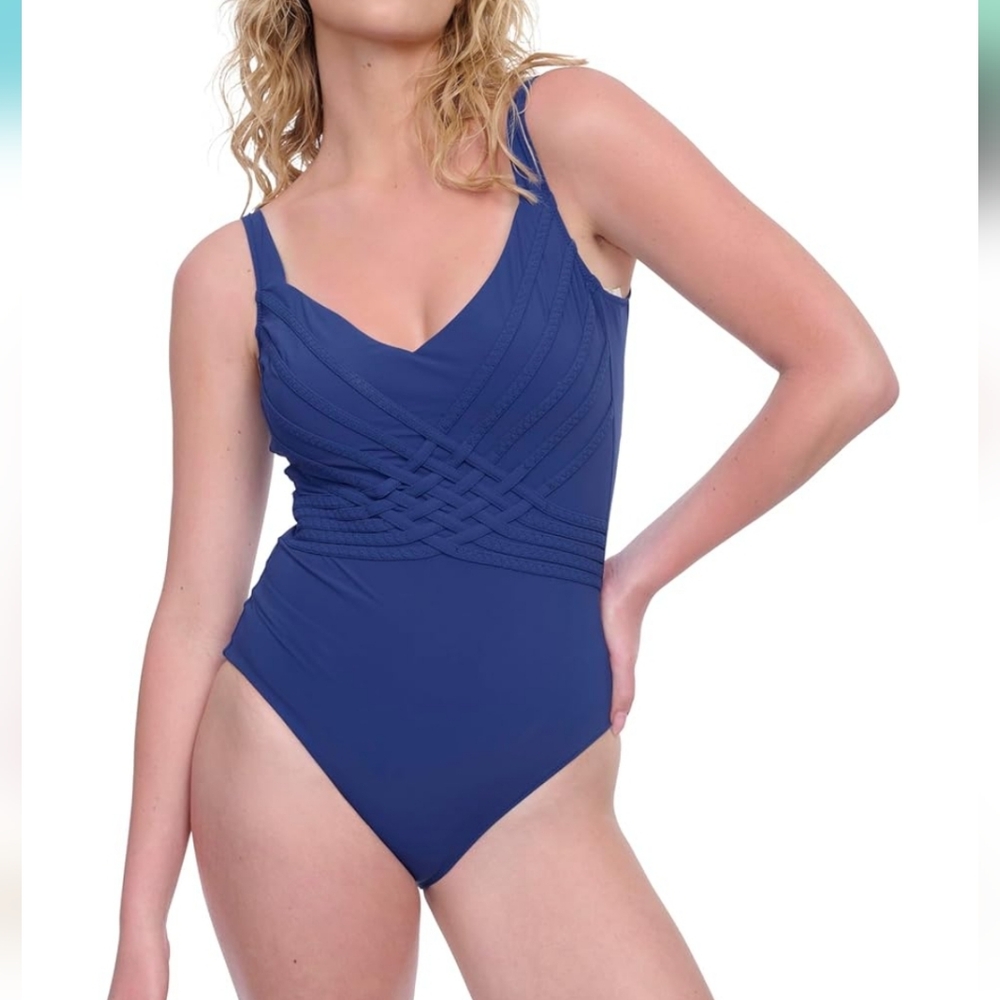 Women's Blue One-Piece Tummy Control Lycra Xtra Life Swimsuit